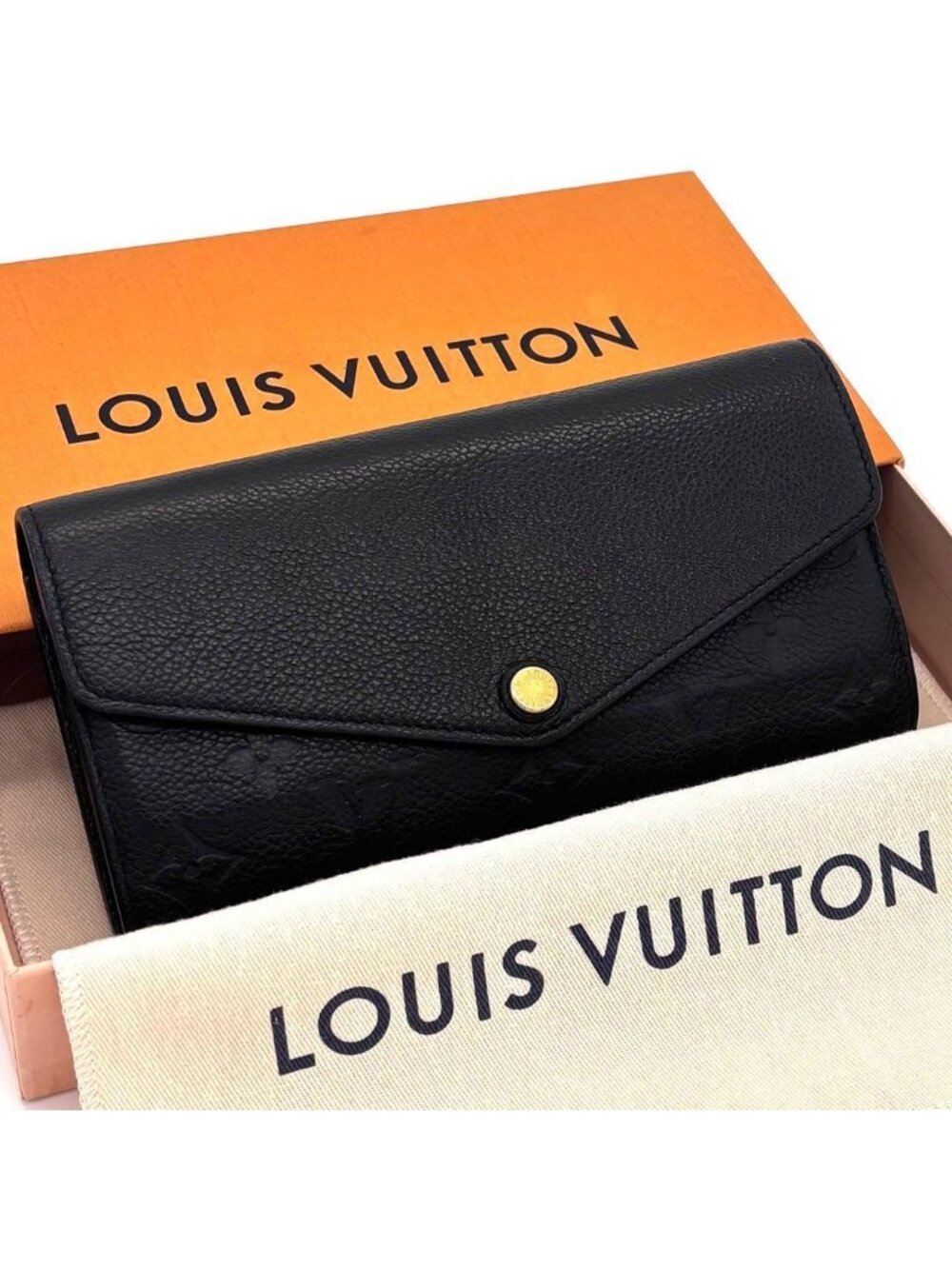 Louis Vuitton Monogram Empreinte Portefeuille Sarah Noir Black Wallet